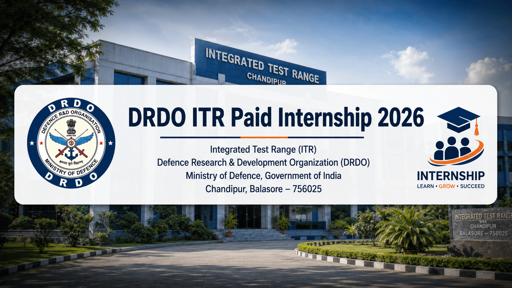 DRDO ITR Paid Internship 2026: 27 Seats, ₹5,000 Stipend