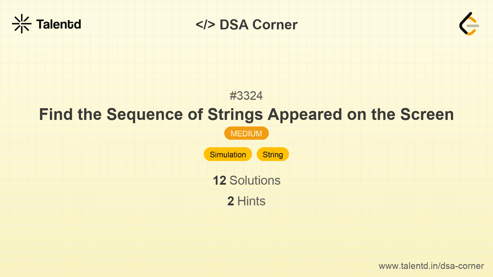 Problem visualization for Find the Sequence of Strings Appeared on the Screen